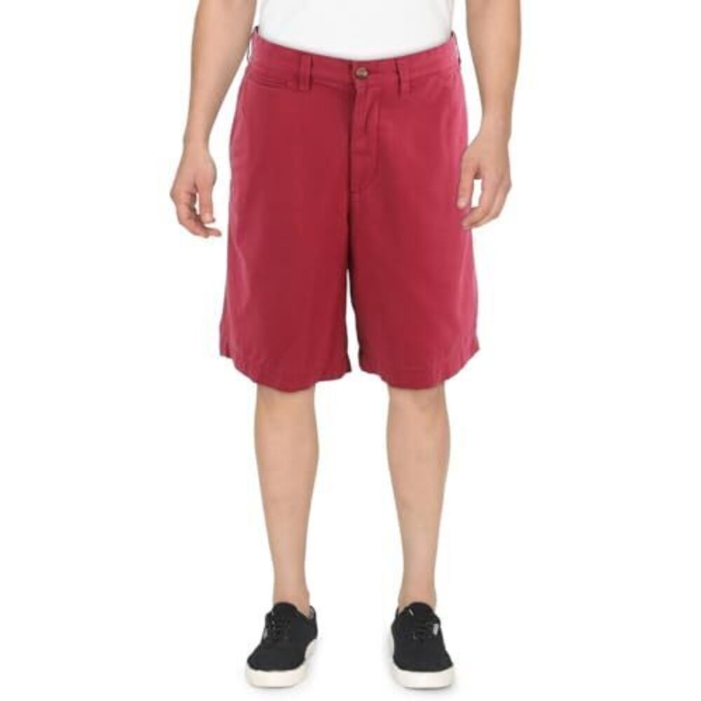 NWT Men's Relaxed Fit 10 Inch Flat Front Chino Shorts Red 42$ 98.5